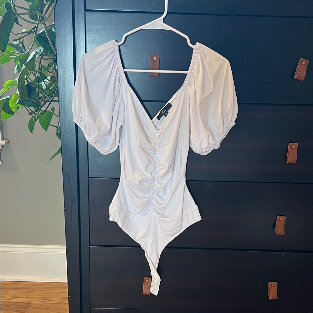 Lulu's // White Puff Sleeve Bodysuit
